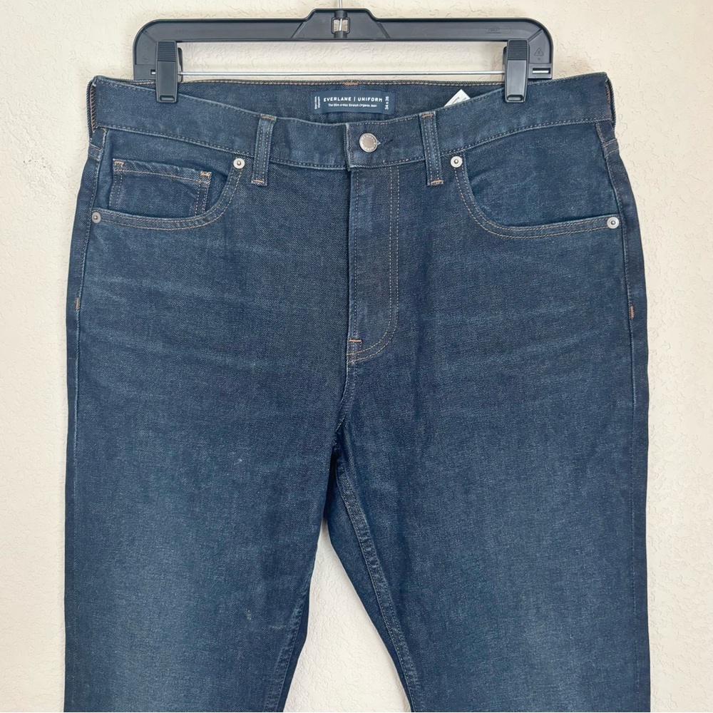 Everlane Uniform Mens Blue Denim Jeans 34x28 Classic Style 4-Way Stretch Organic - Picture 2 of 12